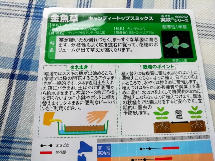 サカタのタネの金魚草 キャンディートップスミックスの種の説明
