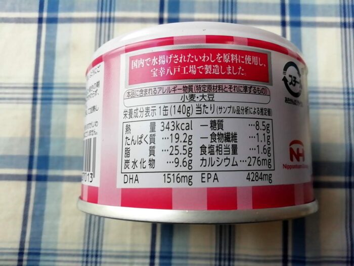 宝幸の日本のいわし梅じそ風味缶の栄養成分表示